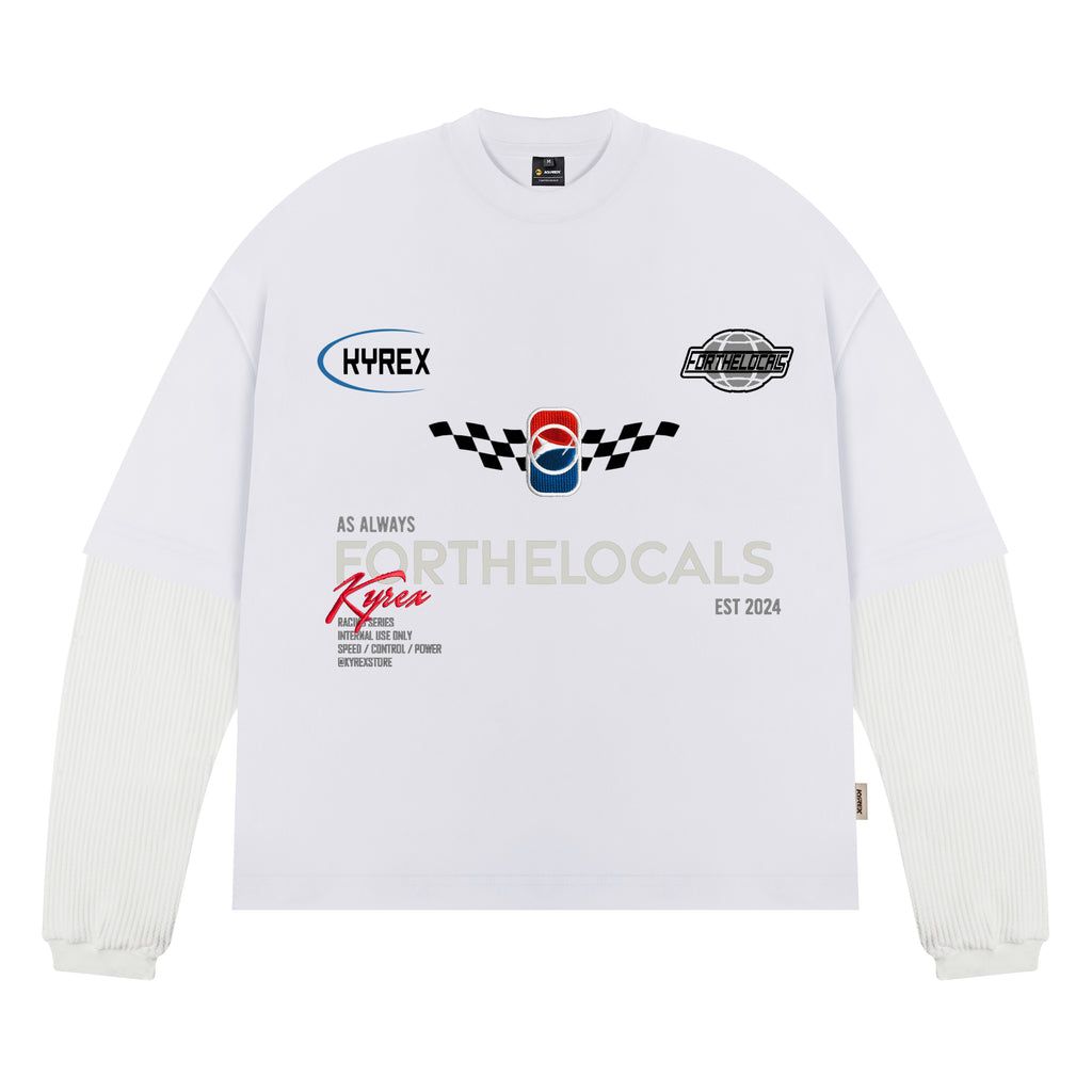 Double Sleeve Racing Division T-shirt - White