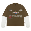Double Sleeve Racing Division T-shirt - Brown
