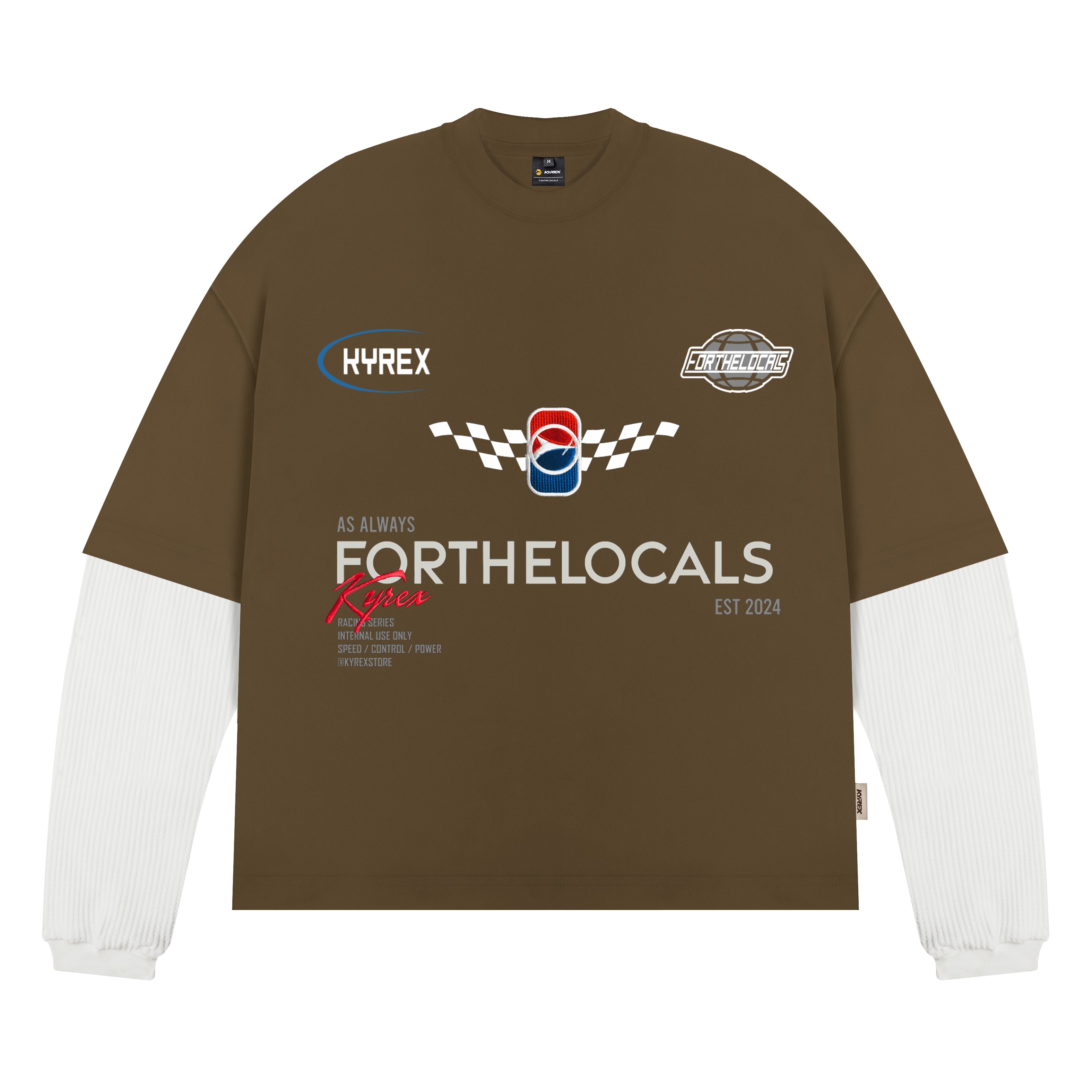 Double Sleeve Racing Division T-shirt - Brown