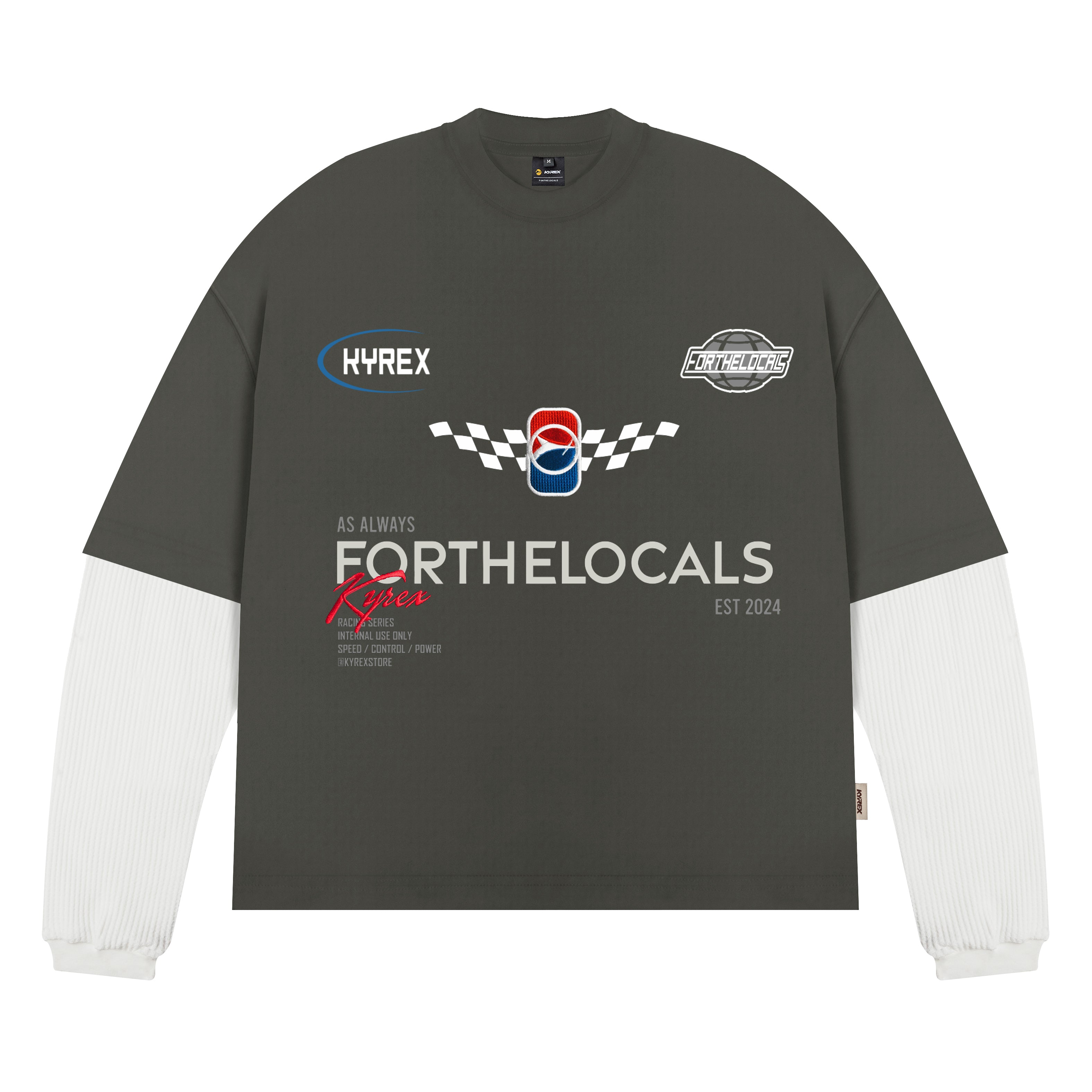 Double Sleeve Racing Division T-shirt - Grey