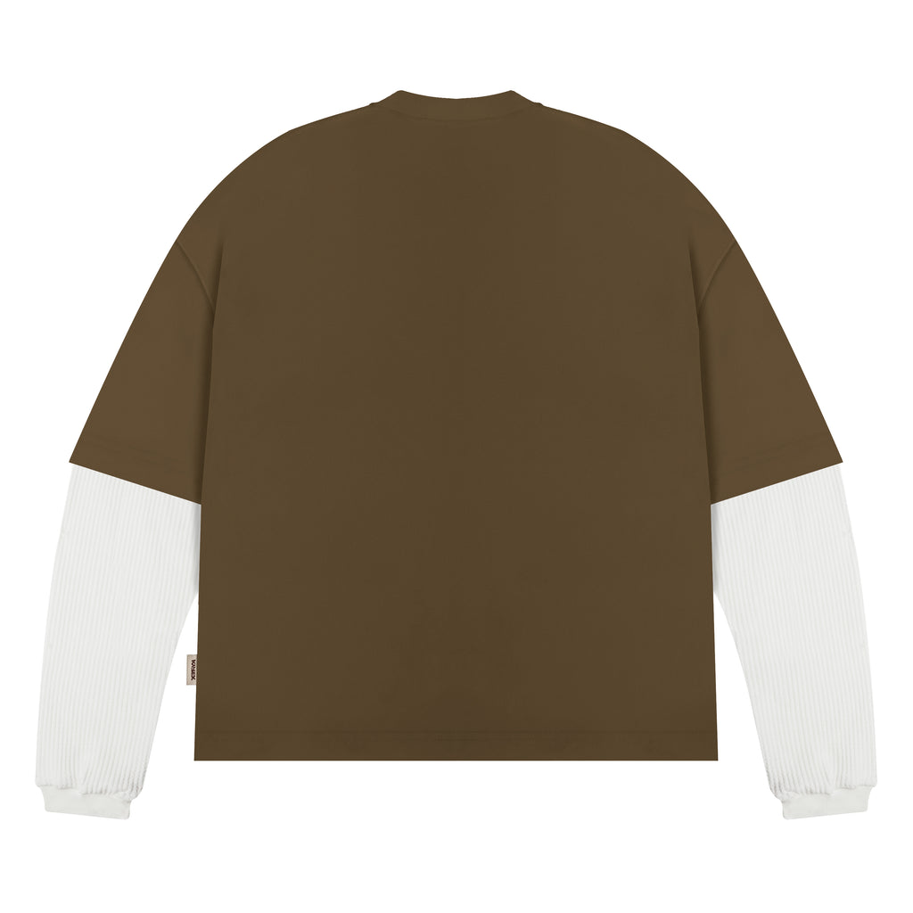 Double Sleeve Racing Division T-shirt - Brown